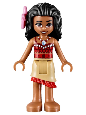 LEGO Minifigure-Moana - Tan Skirt, Bright Pink Flower-Disney / Moana-moa002-Creative Brick Builders